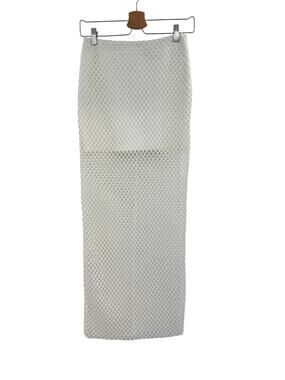Sabo Skirt Nina Mesh Midi Skirt White Sheer Overlay Bodycon Size XS
